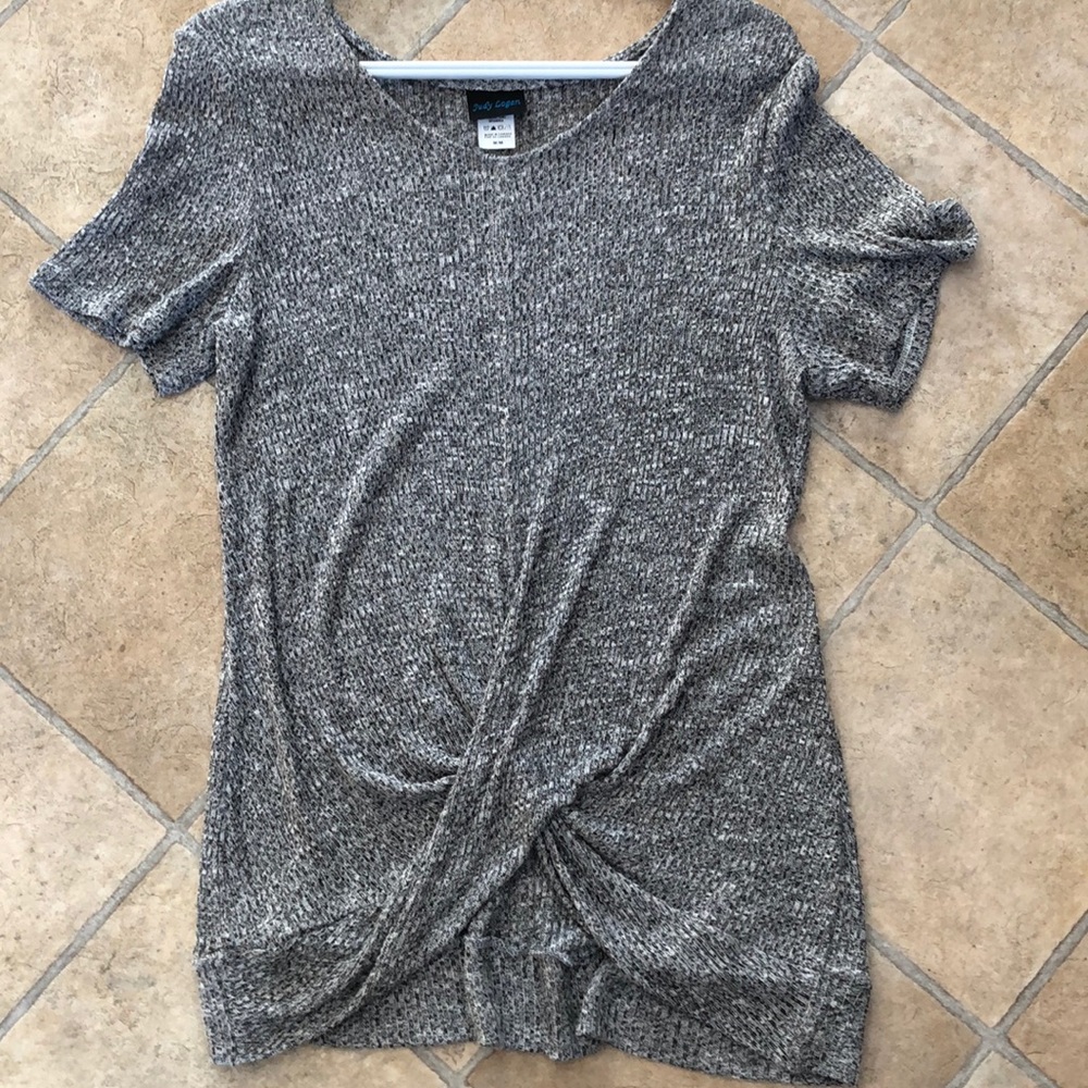 Judy Logan short sleeve grey/blk/wht top - Picture 1 of 11